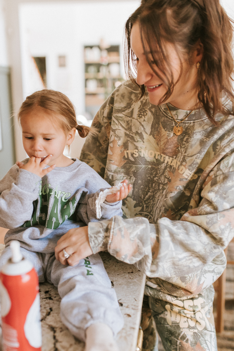 Let the Kids Get Messy Camo Crewneck