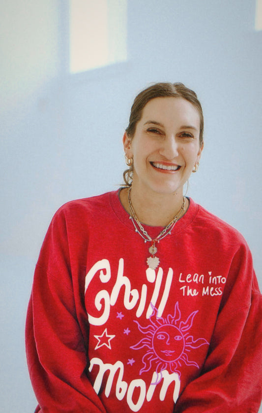 Chill Mom Cherry Red Crewneck
